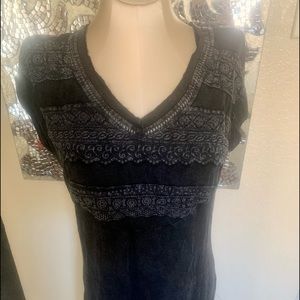 Gray cotton embellished dress Small
